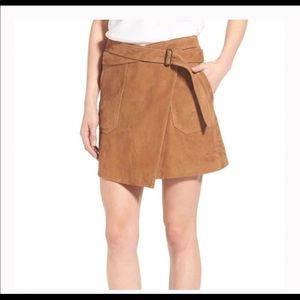 Olivia Palermo Suede Wrap Skirt